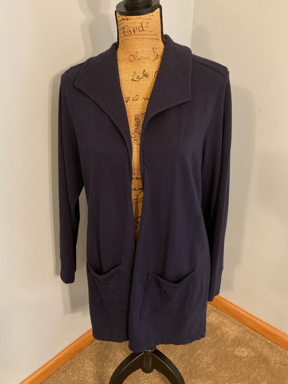 Christopher & Banks Open-Front Cardigan Women Size M Navy Blue